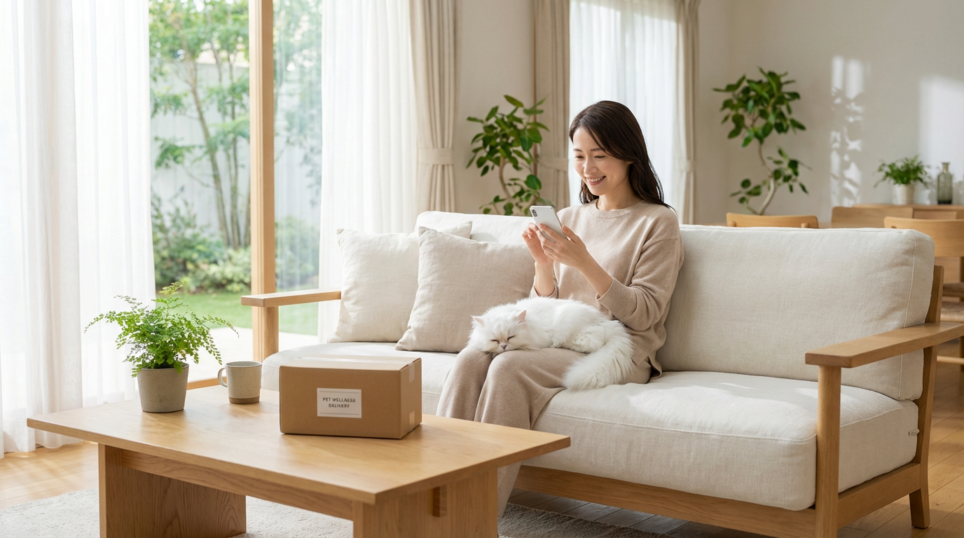 スマホで受けるペットのオンライン診療とおくすり予約のイメージ